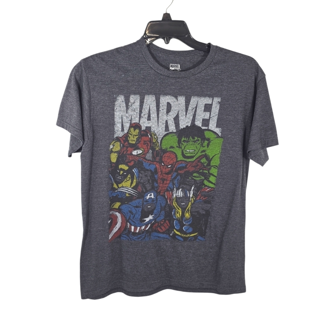 {Marvel} Charcoal Superhero Graphic Tee - Size LARGE